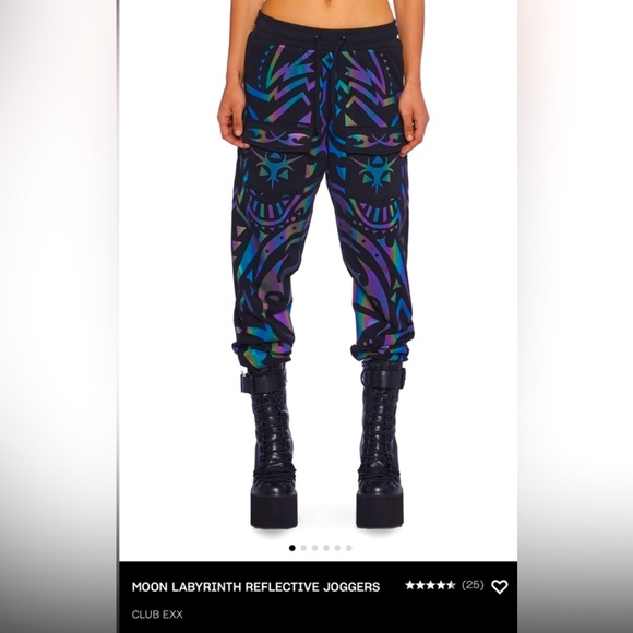 ✨🆕Dolls Kill x Club Exx Moon Labyrinth Reflective Joggers Sz SM!BNWT!NEVER WORN - Picture 4 of 4